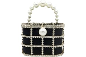 Boutique De FGG Borse a Spalla da Sera per Donna con Perle Totes Borse a Secchiello con Strass per Matrimoni Partito di Cristallo Pochette e Clutch, Piccolo