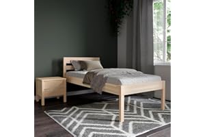 HANSALES Łóżko dla seniora 90 x 200 cm Triin Scandi Style z twardego drewna brzozowego FSC® - ponad 700 kg - łóżko drewniane 55 cm wysokości z zagłówkiem - stabilne łóżko pojedyncze dla seniorów