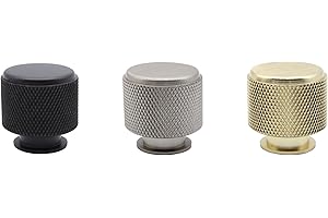 Natural Goods Berlin Design Möbelgriffe TROMMEL gebürstet Möbelknöpfe Metall Möbelknauf Türgriff Schränke Kommode Sideboard Küchenfront Schubladen Wandhaken inkl. Montagezubehör (5, Schwarz)