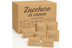 ecodrinks - 500 Bustine Zucchero di Canna in Bustine Monodose da 4gr - Dolcificante Naturale per Caffè, Tè e Bevande Calde - 100% Puro e Non Raffinato