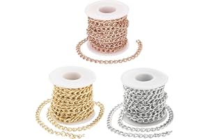 Jaydis 49.2 Feet Aluminum Curb Chains Twisted Links Cross Cable Chains Golden & Silver & Rose Gold with Spool for Pendant Necklace Jewelry Making