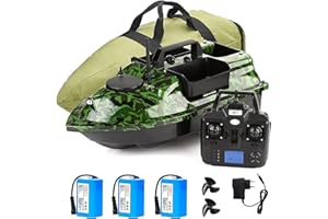 IELSH Barco Cebador Carpfishing, Barco de Cebo Teledirigidos de Pesca 500M con Posicionamiento GPS y Luz Nocturna LED, Barcos Cebador Inteligente, 3 Contenedores de Cebo, Batería de 5200/12000 MAh