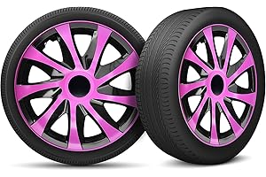 MOTO-MOLTICO Moltico Copricerchi - Set Copricerchi Universale 4 Pezzi - Adatto a Tutti i Cerchi in Acciaio - Copri Cerchioni - Anello di Sicurezza Regolabile - Rosa - 14 Pollici