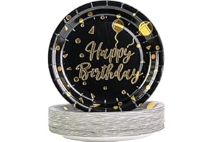 AHPYEUHK 50 PCS Assiette Jetable Anniversaire 17,8cm Assiettes en Carton Papier Party Vaisselle Jetable pour Decoration BBQ Party Fête Mariages Camping
