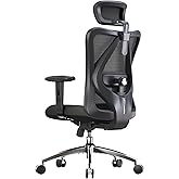 SIHOO Ergonomic Office Chair with Adjustable Headrest and Lumbar Support, High Back Swivel Chair (Black)
