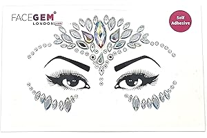 WONDERCAT LONDON Face Gems Face Jewels Adhesive Glitter Jewel Tattoo Sticker Festival Rave Party Body Make Up Body Jewels (Clear AW041)
