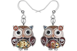 BONSNY Sweet Enamel Dangle Owl Earrings for Women Girls Jewelry Gifts Novelty Funny Charms