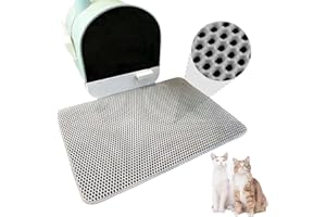 CENSUOBOB Mata do kuwety, 60 x 40 cm, wodoszczelna i antypoślizgowa, podwójna warstwa, podkładka pod kuwetę dla kotów, konstrukcja plastra miodu, składana mata do kontroli ściółki
