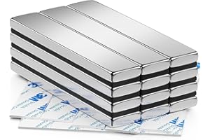 FINDMAG Confezione da 12 Magneti al Neodimio da 60 x 10 x 3 mm, Magneti a Barra, Magneti Potenti, Magnete in Terre Rare con Biadesivo, Barra Magnetica da Frigorifero Estremamente Potente per Multiuso