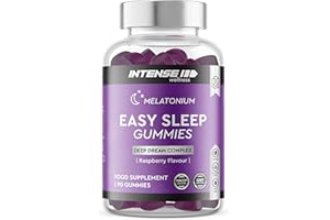INTENSE Wellness 90 Extra Strength Easy Sleep Gummies – Sugar Free Natural Non-GMO Vegan Melatonin Substitute with Ashwagandha and Chamomile, Chewable Raspberry Flavored Sleep Aid for Relaxation