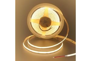 Clearhill 12V 8mm bredd COB 480LED ljusremsa med nakna kablar (ingen strömförsörjning), 5 m, varmvit 3000K, 480 LED/m, CRI90