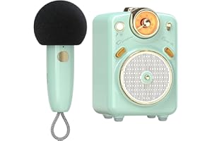 Divoom Fairy-OK Portable Bluetooth Speaker with Karaoke Microphone, Handheld KTV Microphone for Adults/Kids, Home Party Karaoke Device Dynamic Microphones for iOS/Android (Green)