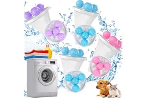 AOOGON 4 Stück Filterbeutel Tierhaarentferner, Wiederverwendbarer Waschmaschine Haarfänger Wäscheball, Wiederverwendbare Haarentferner Floating Filterbeute für Wäsche Kleidung