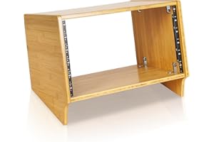 Sound Town DIY 6U Angled Desktop Turret Studio Rack, Solid Carbonized Bamboo, Assembly Required (STBR-6SL)