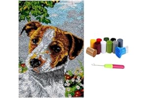 LDFHOIN Latch Hook Kit Tapis pour Chien Kit Tapis Au Point Noué, Kits de Tapis de Crochet de Bricolage Loquet Crochet Kits, Kits de Tapis Broderie avec Crochet de Loquet debutant