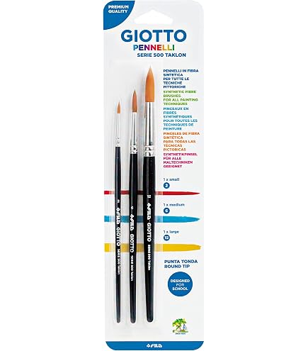 Idena 60104 - School brushes, in 6 sizes, 3 round brushes & 3 bristle