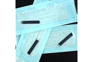 RASMET 100pcs Microblading Agujas Cuchillas Desechables Negras con Cuchilla U Maquillaje Permanente para Bolígrafos de Tatuaje de Cejas (U16)