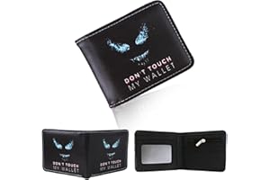 yumcute Cartoon Wallet for Boys Girls, Bi-Fold Black Leather Wallets with Zip Coin Pocket, RFID Blocking Slim Small Theme Purse Cartoon Kawaii Credit Card Holder for Kids Fans