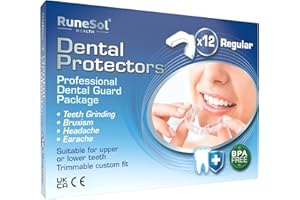 Runesol Runesol szyna do zgryzienia przeciw zgrzytaniu zębów, 12 x normalna, szyna do chrupania zębów na noc, szyna do gryzienia bruksizmu, Mouth Guard, szyna, zgrzytanie zębami