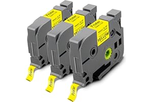 Pristar 3x Reemplazo de Tubo Termorretráctil Compatible para Brother Ptouch HSe-621 HSe621 HSc-621 8,8mm Negro sobre Amarillo para Brother PT-E110VP PT-E550W PT-E100 E300 D210VP D600 E310BTVP E560BTVP