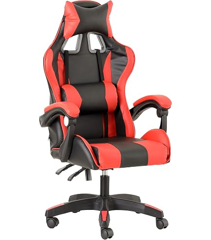 Baroni Toys Gaming Chair, Chaise de Bureau avec Appui-Tête et Dossier Réglables, Ergonomique avec Support Lombaire, Hauteur Réglable, 50x55x117 cm, Noir