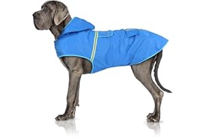 Bella & Balu Hunderegenmantel - Wasserdichter Hundemantel mit Kapuze und Reflektoren für trockene, sichere Gassigänge, den Hundespielplatz und den Urlaub mit Hund (S - Blau)