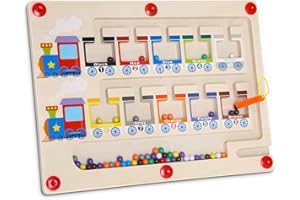 Kureny Magnetspiel Labyrinth Montessori,Magnetisch Holzspielzeug für Kinder,Motorikspielzeug Sortierspiel,Holz Feinmotorikspielzeug,Zahlen Und Farben Lernspielzeug für Mädchen Jungen 3 4 5 6 7 Jahre