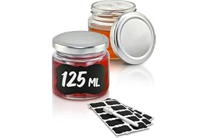 25 syltburkar små 125 ml - med etiketter och penna - lufttäta - diskmaskinssäkra - idealiska för gåvor