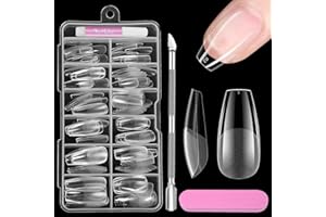 Uñas Postizas y Pegamento, Venares 120 Piezas Tips Uñas Acrilicas Transparentes 12 Tamaños Soft Gel Puntas de Uñas, Kit Uñas Postizas con Pegamento de Uñas, Tips uñas Postizas para Niñas