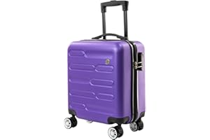 SA Products Purple Cabin Suitcase 45x36x20cm - Lightweight Hardshell Carry On Luggage with 4 Spinner Wheels, Telescopic Handle - Cabin Bag with Divider Pocket, Travel Case with Spacious Interior