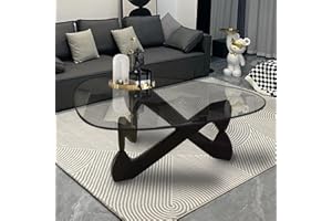 GESEILAY Tavolino Salotto Vetro Triangolo Tavolino Salotto Moderno Tavolino Soggiorno con Base in Legno Tavolino Piccolo da Salotto Trasparente Tavolino da Caffè