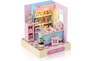 Cuteefun Zestaw drewnianego domku dla lalek DIY, zestaw do samodzielnego wykonania, miniaturowy domek dla lalek z meblami i osłoną przeciwpyłową, ręcznie wykonany miniaturowy zestaw dla nastolatków