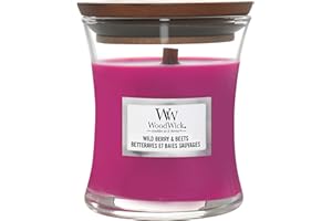 WoodWick Candela profumata Hourglass media con stoppino crepitante | Frutti di bosco e barbabietole | Durata della fragranza: fino a 20 ore
