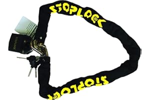 Stoplock Motorradschloss, Diebstahlsicherung, robust, universell, Hochsicherheitsschutz, 10 mm Kette, Schlüssel, leicht am Rad anzubringen, 1,2 m, gehärteter Stahl
