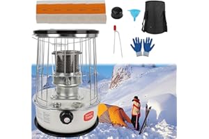 Réchaud à kérosène efficace intérieur Kamanan chauffage au kérosène portable 2600W 4.5/6L avec mèche et sac de rangement réchaud au kérosène pour de tente de camping en intérieur (WHITE 6L)