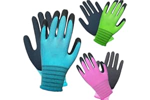 GAVOROHANS 3 Pairs Gardening Gloves Superior Grip Work Gloves Durable Comfortable Breathable Multipurpose for Gardening Construction, Logistics,Warehousing,Landscaping (3Pairs Medium)