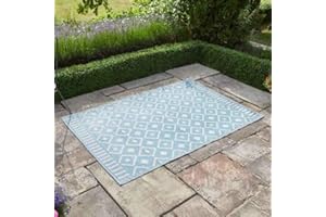 Garden Mile Large Al Fresco Outdoor Rug Portable Anti-Slip UV-Resistant Weatherproof Indoor Outdoor Area Rugs for Garden, Patio, Deck, Picnic, Beach 120cm x 180cm (Aruba Blue - 120x180cm)