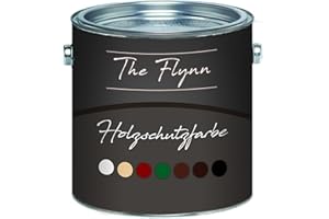 The Flynn einzigartige Holzschutzfarbe schnelltrocknend und wetterbeständig - Schutz vor Verwitterung in Weiß, Beige, Schwedenrot, Grün, Dunkelbraun, Rotbraun und Schwarz (1 L, Weiß)