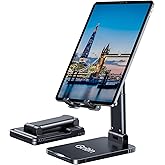 Gritin Tablet Stand, Adjustable Tablet Holder - Foldable Desktop Tablet/Phone Stand Holder Super Stable Compatible with New i