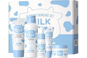 LAIKOU Set Regalo Cuidado de la Piel Mujer, Set de Limpiador Facial e Hidratante, 5 pcs Set de Limpiador Facial e Hidratante, con Limpiadora Facial Tónico Crema para Ojos Suero y Crema Facial (B)