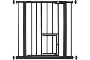KIDIZ® Kratka ochronna na drzwi, kratka schodowa, kratka dla dzieci | z drzwiami dla psów i kotów, zwierząt domowych | bez wiercenia | możliwość rozbudowy | możliwość łączenia ze śrubami Y |