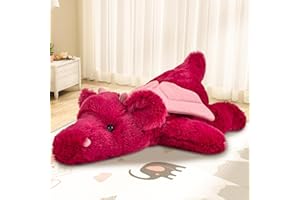 Gisqis Dragon Peluche Gigante 48cm Dragon Peluches Grandes Dinosaurio Peluche Ansiedad Adultos Dragones Cojines Recien Nacido San Valentin Cumpleaños Juguetes Rosa
