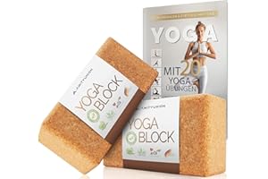 AMITYUNION Yoga Block Cork Set 2-100% Naturale - Hatha Klotz Anche per Principianti Meditazione e Pilates, Blocchi Yoga per Schiena