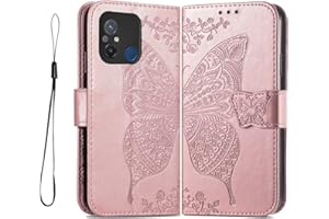 PEIYE Funda para Xiaomi Redmi 12C / Redmi 11A, Cover de Cuero PU con Cáscara de TPU, Ranura para Tarjeta, Soporte Plegable, Cierre Magnético, Case Tapa Libro,Oro Rosa