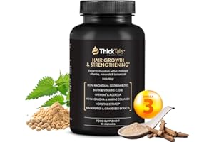 ThickTails Hair Growth Vitamins for Women, 90 Hair Capsules with Collagen Peptides, Biotin, Vitamin C, and Omega-3 Fatty Acids, Hair Vitamins for Menopause & Postpartum Recovery