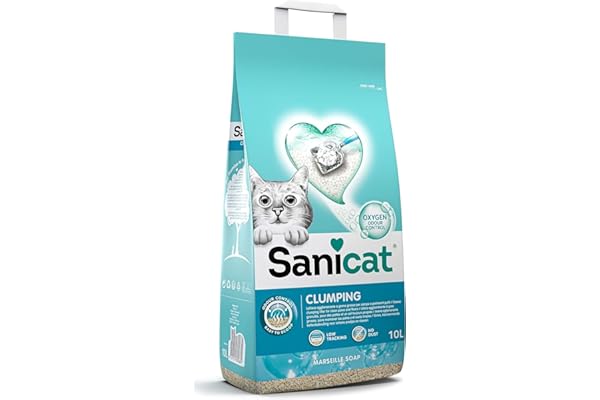 Sanicat - Arena para gatos Aglomerate con aroma a jabón de Marsella| Con control de olor garantizado | Absorbe la humedad y facilita la limpieza de la bandeja | 10 L de capacidad