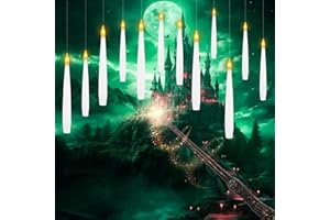‎KISIDUS kisidus 12 Stück Schwebende Kerzen mit Zauberstab und Timer, Flammenlose Schwimmende LED Kerzen, Batteriebetriebene Kerze, Floating Candles Fensterkerzen für Weihnachten Halloween Dekoration