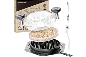 ‎CLEANGOR Cleangor Chicken Shredder Large, BPA-freier Fleischzerkleinerer, Ergonomischem Griff, Rutschfestes Zerkleinerer Manuell Für Schweine- Und Rindfleisch, Meat Shredder Mit Bürste Und Gabel (1, Schwarz)