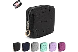 PLAYEXEN Neceser Maquillaje Organizador Bolsa Estuches de Maquillaje para Niñas Mujeres de PU Bolsos de Aseo Maquillaje Portátil Pequeño Bolso Maletín De Cosméticos para Viajes Compras,11,5 * 11,5 * 3cm Negro