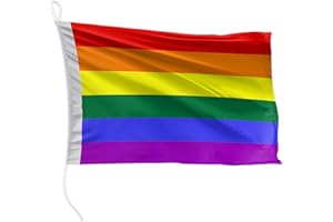 FLAGLY bandiera da barca arcobaleno 20 x 30 cm - peso del tessuto 115g/m² - stampata, robusta con corda e occhiello, accessori da barca barca a motore